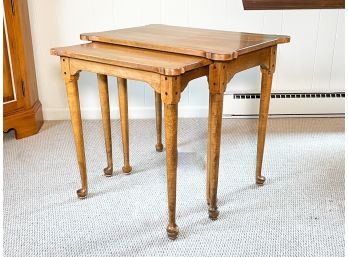 A Pair Of Hard Wood Nesting Tables By Ethan Allen