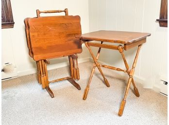 Hard Wood Snack Trays By Ethan Allen