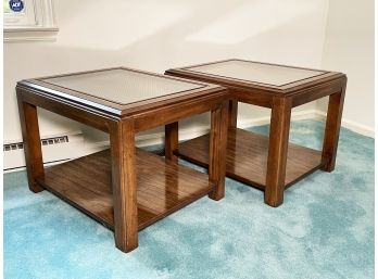 A Pair Of Vintage Glass Top Side Tables