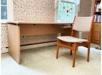 A Modern Desk And Vintage Danish Modern Teak Office Chair