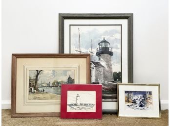 A Collection Of Prints And Watercolors - Lighthouses And Landscapes