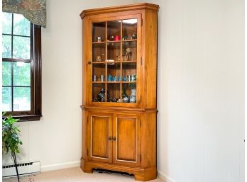 A Corner Hutch And Decorative Contents (Possibly Ethan Allen)