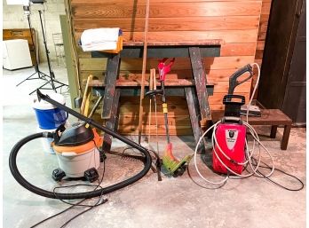 Basement Assortment - Shop Vac, Tools, Saw Horses And More