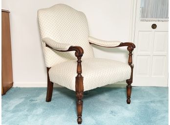 A Vintage Wood Framed Upholstered Arm Chair