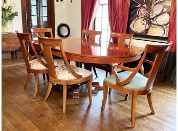 An Extendable Dining Table And Set Of 6 Chairs In Biedermeier Style By Ethan Allen