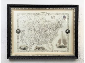 A Large Framed Map Of The United State, C. 1850