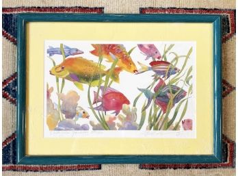 A Vintage Watercolor Print, Undersea Garden - Signed