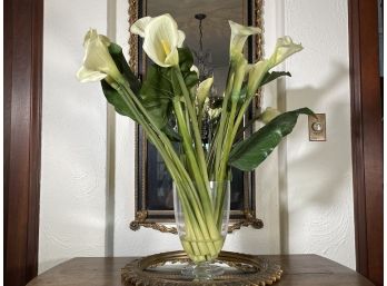 Faux Lillies In Glass