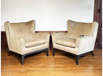 A Pair Of Vintage Modern Upholstered Arm Chairs By Maurice Villency