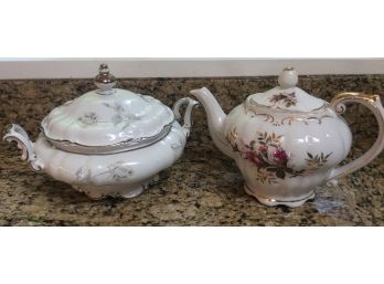 Hutchenreuther Teapot & Silver Gilt Lidded Serving Dish
