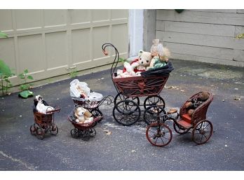 Nice Group Of Dolls, Stuffed Animals & Carriages, Some Vintage
