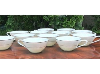 Set Of Twelve Noritaki White Porcelain And Silvered Gilt Tea Cups