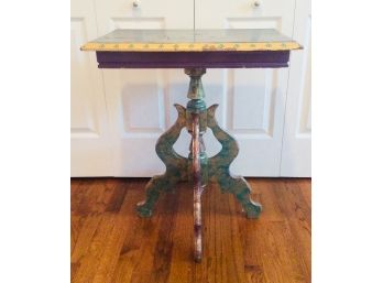 Vintage Green Painted & Gilt Decorated Side Table