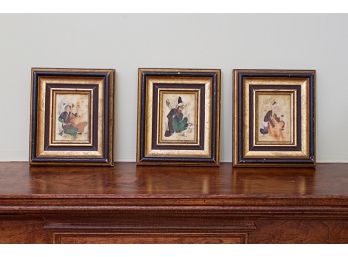 Three Small Framed Persian Paintings On Ivory