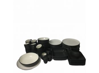 Noritake Colorwave Graphite 65 Pieces Setting For 12 , Serving Pieces And Extras.