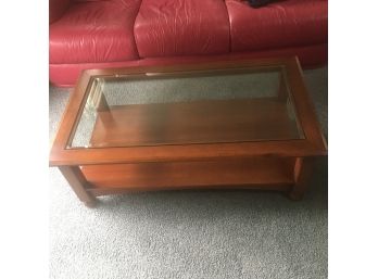 Ethan Allen  American Dimensions Beveled Glass Top  Coffee Table.