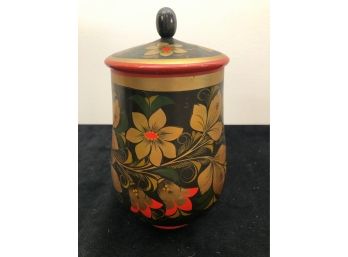 Russian Khokhloma Jar -  Hand Painted Folk Art - Made In USSR - Collectible - 8'