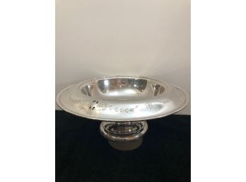 Antique Pierced Waterfall Rim Sterling Silver Footed Bowl - 598grams