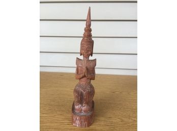 Namaste Praying Statue Buddha Angel Guardian Hand Carved Wood Figure Or Statue. Thailand. (2)