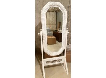 White Wicker Self Standing Full Length Mirror