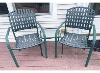 Patio Furniture: 2 Side Chairs With Small Table