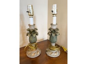 Pair Of Small Pineapple Lamps (set Of 2)