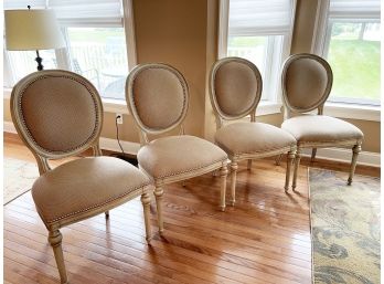 Manjing Jardin Early 19th C Louis 16th Style Creme Upholstered Chairs (set Of 4)