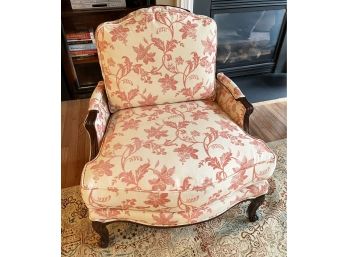 Upholstered Antique Arm Chair With Ottoman