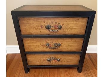 Side Table With Distressed Floral Accents