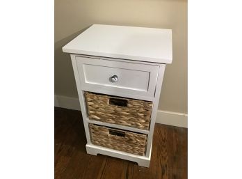 White Cabinet With Basket Storage