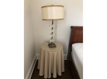 3 Leg Accent Table With Lamp And Glass Top