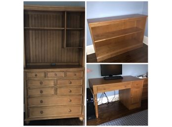 Ethan Allen Desk, Hutch, Bookshelf And Dresser