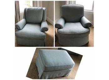 2 Upholstered Armchairs With Ottoman