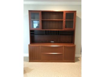 Credenza With Hutch In Cherry Finish