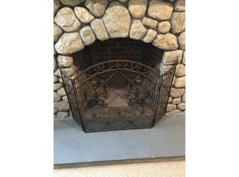 Trifold 3 Panel Fireplace Screen And Andirons