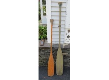 Pairing Of Vintage Wooden Boat Oars