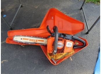 Vintage Stihl 015-AV Chainsaw In Original Orange Case