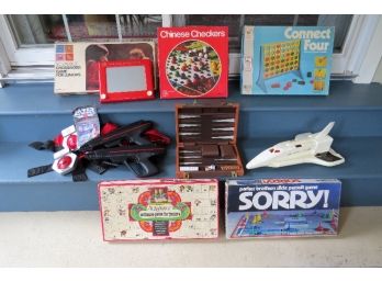 Vintage Game Lot - Laser Tag, Connect Four, Backgammon With Case & More