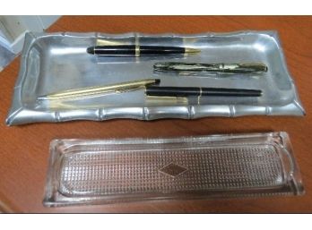 Vintage Lot Of Collectible Pens Including Rare Eagle Bakelite Green Flake Fountain Pen W/14k Gold Nib