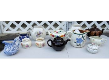 Grouping Of Various Pitchers And Tea Pots - Stangl, Yee Old Willow, Etc.