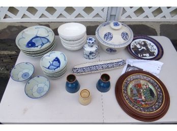 Mixed Lot Of Eastern Hemisphere Asian And Mediterranean Style Ceramics Grouping