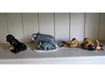 4 Piece Ceramic And Glass Animal Lot