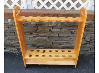 Wooden Rolling Fishing Rod Or Pool Cue Stick Holder