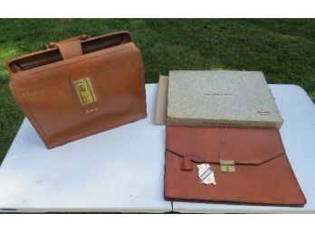 Leather Attache' And Fine Leather Document Folder By Schlesinger Bros.