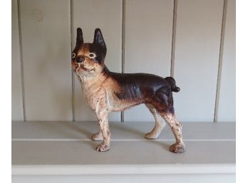 Quite Rare Hubley Left Facing Cast Iron Boston Terrier Doorstop With Excellent Orig Paint