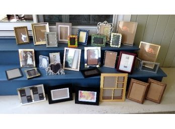 Large Lot Of Picture Frames Ranging From 3' X 5' Up To 8' X 10', Mixed Materials.