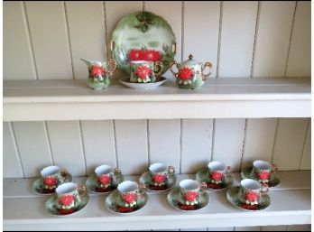 Hand Painted Holiday Tea Set By Lefton China