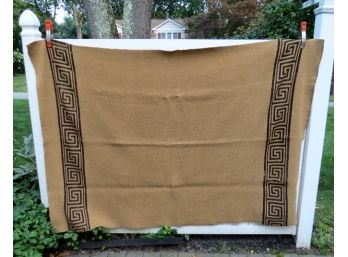 Hudson's Bay Blanket In Tan W/Greek Key Borders - A Rare Color/design Combo For Hudson's Bay Blankets