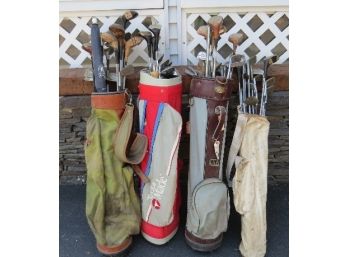 Large Lot Of Sets Of Golf Clubs, Drivers, Woods, Putters & More Many Vintage