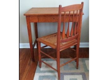 Desk With Spoonback Caned Chair